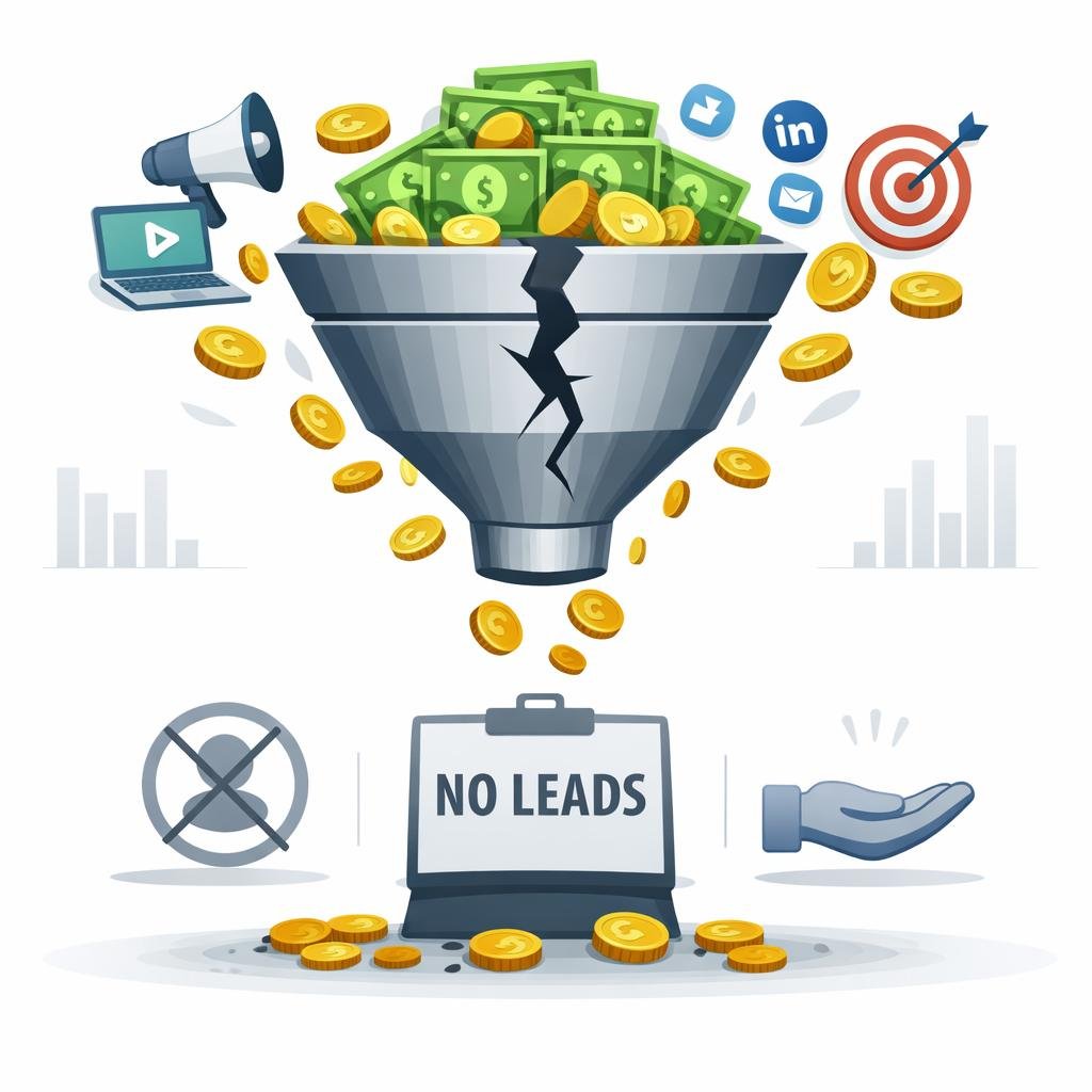 Broken marketing funnel losing leads and budget with no results